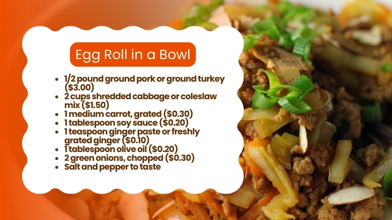 A List of Ingredients for a Egg Roll in a Bowl