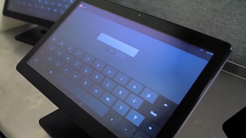 Restaurant POS tablet login screen ready for use